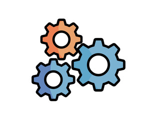 Fototapeta premium A colorful vector graphic of three interlocking gears in a flat design style