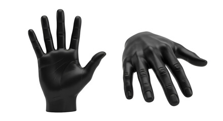 Fototapeta premium Two Black 3 D Rendered Hands with Open Palm and Closed Fist