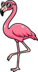 Obraz premium Cool Flamingo Wearing Sunglasses Cartoon Illustration