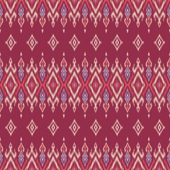 Hand-drawn Modern Elegant Spring Seamless Ikat Pattern in Terracotta and Cream for Bohemian Chic Fashion