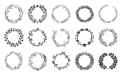 Obraz premium PNG Elegant botanical wreath designs on transparent background