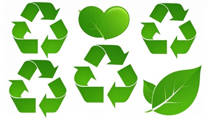 Obraz premium Eco Recycling Symbols with Heart and Leaves – Sustainability Visual for Editorial, Lifestyle, or Green Branding Themes