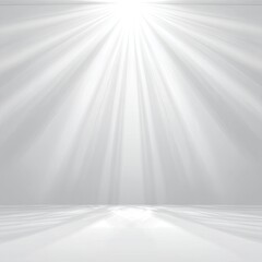 Light radiating from a central point casting bright rays. Simple white background