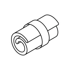 Rolled White Towel Secured with Band Illustration.