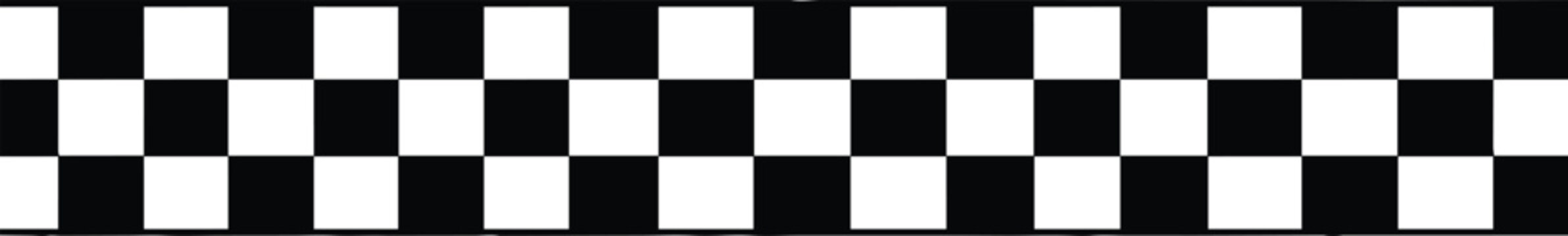 Horizontal black and white checkered banner design featuring a classic racing flag pattern for automotive sports competition events and taxi cab graphic design elements