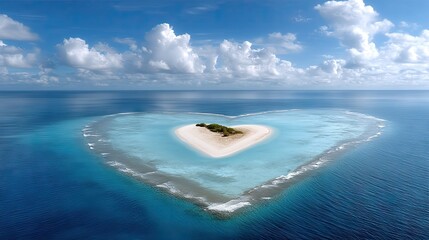 Obraz premium Stunning aerial view of heart-shaped tropical island in Maldives for travel or celebration