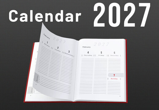 Daily calendar planner for 2027 template        