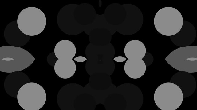 Abstract Background Gray and White Moving Orbs 4-Way Mirror Symmetry Center Focus