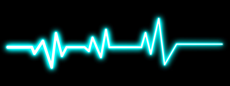 heart beat on ecg vector. heartbeat line icon. vector illustration PNG Formet. Neon glowing blue heartbeat line on transparent background. Modern clean medical symbol isolated on transparent