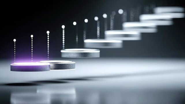 Single Violet Highlight Platform Emphasizing Strategic Priority Within Structured Business Timeline.