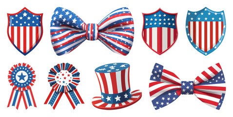PNG Patriotic accessories with American flag, transparent background
