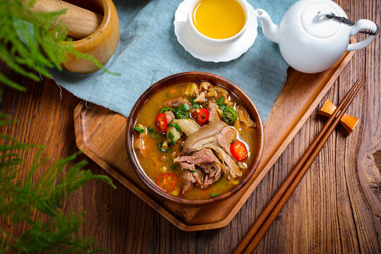 Braised Lamb Stew with Fresh Vegetables and Tea Service