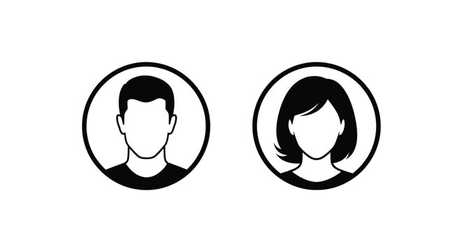Two circular head silhouettes depicting a man and a woman silhouette