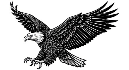 Fototapeta premium Majestic bird of prey illustration depicted in striking black and white detail