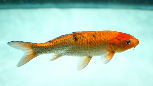 Koi fish (Cyprinus rubrofuscus), ornamental freshwater carp from the Cyprinidae family swimming in pond water, colorful decorative fish species commonly raised in garden ponds and aquaculture.
