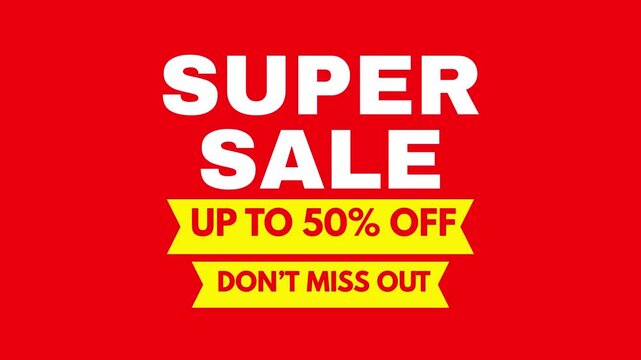 A vibrant red promotional banner features "SUPER SALE" in bold white text. A yellow ribbon proclaims "UP TO 30% OFF," with "DON'T MISS OUT" below.

