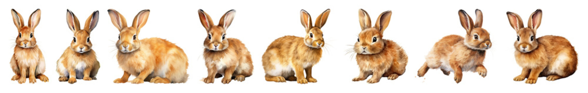 PNG Cute fluffy rabbits in line, transparent background