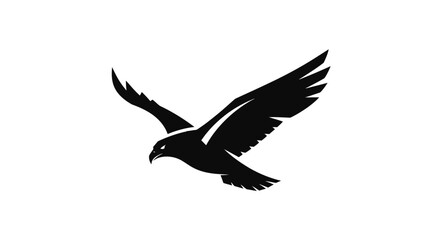 Fototapeta premium Soaring eagle silhouette in flight against white background vector illustration