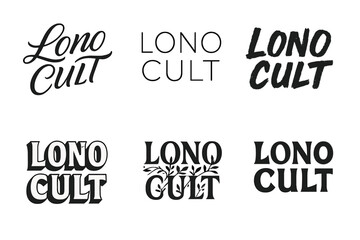 Harmonious Lettering Grid. Lono Cult. Set lettering. harmonious lettering variations of the same emblematic concept, each with different artistic