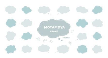 こんなお悩みありませんか？手描きのもやもや吹き出しフレームセット (ベクターイラスト) 流体シェイプ