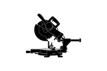 Precision Power: A meticulously crafted silhouette of a powerful mitre saw, designed for accurate and efficient cutting in various carpentry and woodworking projects.