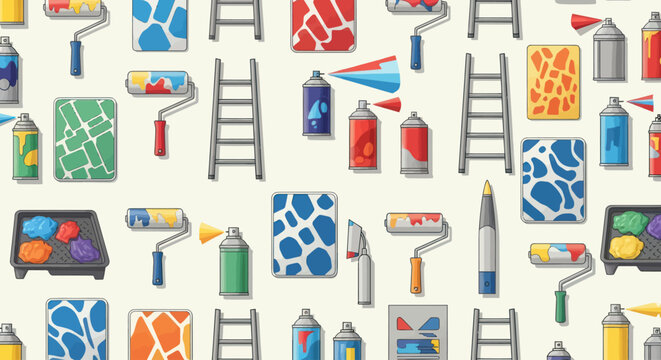 Collection of Painting Tools and Supplies.