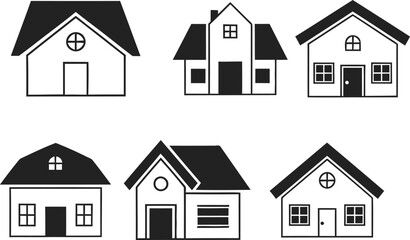 Fototapeta premium Collection of six different house designs with various architectural styles and features