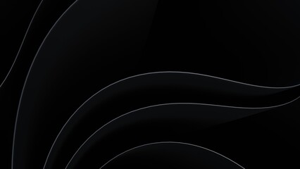Fototapeta premium Dark abstract background with subtle flowing curves and thin glowing lines on a black surface, creating a mysterious, modern, and minimalist design ideal for luxury branding, and digital wallpapers.