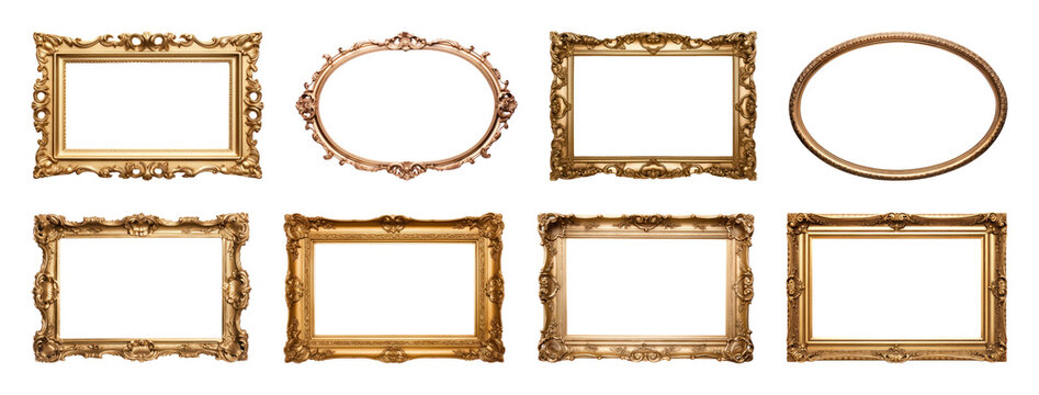 PNG Elegant vintage gold frames collection, transparent background