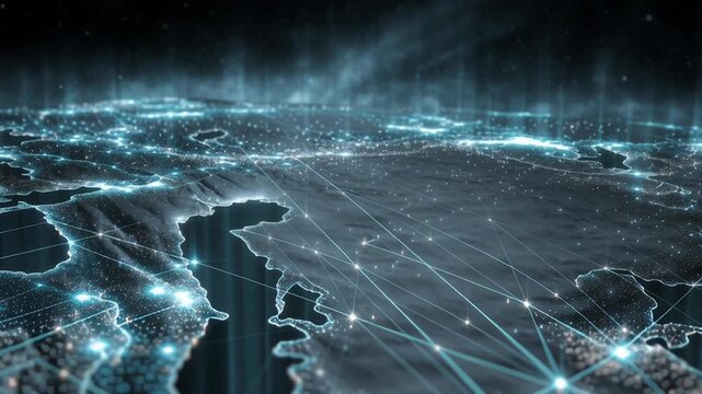 iran war cyber attack technology security concept, dark digital battlefield with glowing code streams and firewall barriers, dramatic lighting, professional geopolitical editorial style, high detail