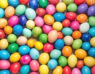 Colorful and Vibrant Easter Eggs Arranged in a Festive Pattern