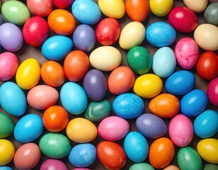 Colorful Easter Eggs Arranged in a Vibrant and Festive Pattern