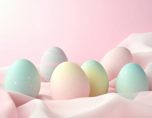 Soft Pastel Eggs on Delicate Drapery for Spring Celebrations