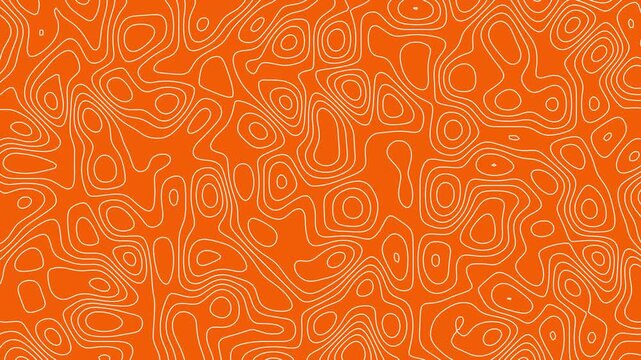 A vibrant orange background with white abstract lines