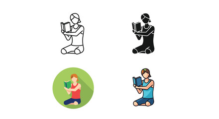 Fototapeta premium Person Reading Book Session Graphic