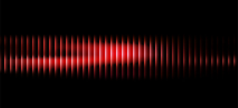3d transparent ribbed glass background with refraction and holographic effect. Reeded glass with rainbow gradient. Render of corrugated wall with overlay reflection light on dark. 3d vector background