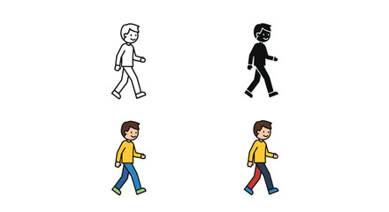 Person Walking Character Set Multiple Styles
