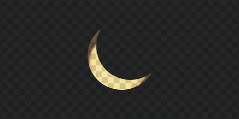 Crescent moon vector with soft glow. Ethereal, celestial design.  Transparent background.  Ideal for night sky themes.  Mystical, dreamy illustration.  Perfect for astronomy, fantasy, or spiritual pro