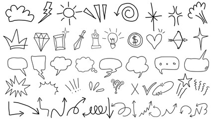 Fototapeta premium hand drawn vector doodle shaped elements arrow chat bubble