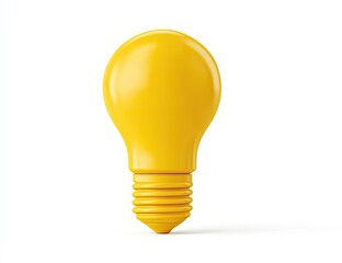 A single, glossy yellow light bulb on a white background, casting a soft shadow