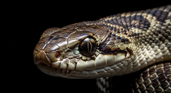 close up of a snake on white background