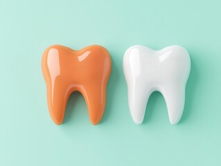 Fototapeta premium Animationstyle illustration of healthy vs decaying molars, dental awareness education