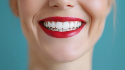 Fototapeta premium Elderly woman smiling with healthy teeth, aging and oral care, wellness science