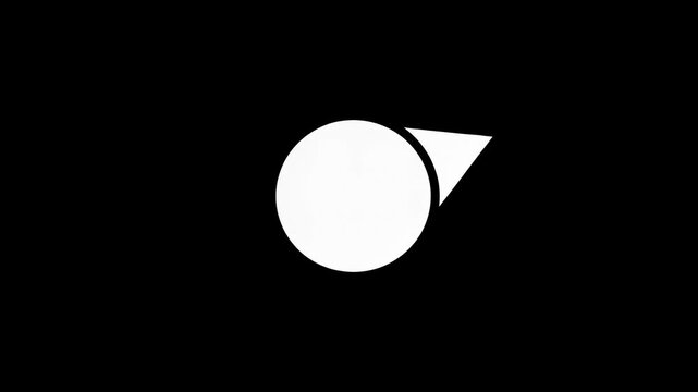 Abstract animation of a white circle and triangle morphing on a black background. Represents creativity, motion graphics, and modern design concepts