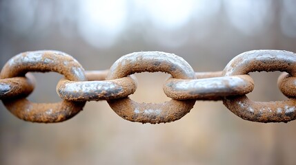 Fototapeta premium Close - up of Rusty Chain Links with Blurred Background