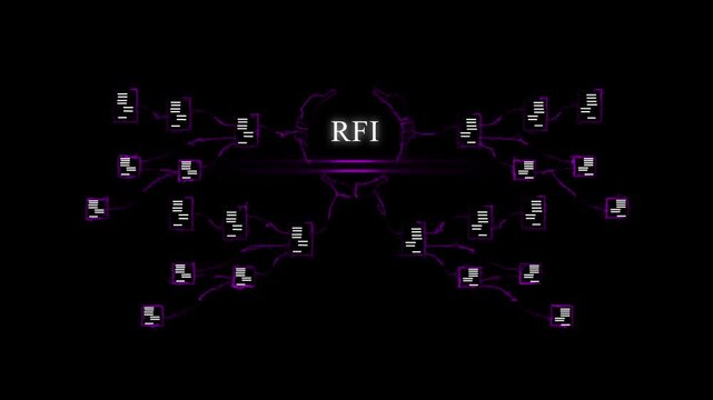 Tech Digital Network Visualization with R F I Data Flow and Cybersecurity Concept high-tech visualization
