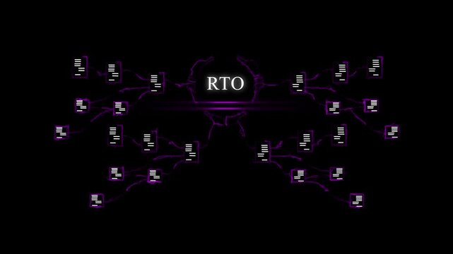 Futuristic Digital Network with R T O Central Node and Data Flow Connections RTO central node cyber network