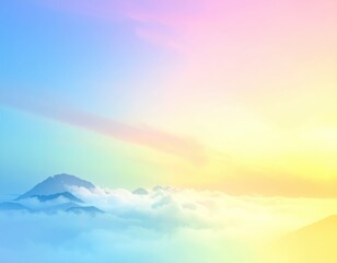 Serene Sunrise Over Misty Mountains with Soft Color Gradients