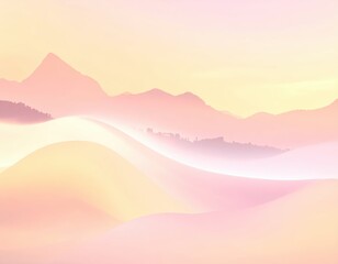 Serene Pastel Landscape with Gentle Hills and Soft Color Gradients