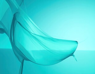 Abstract Silk Wave in Teal Color on a Minimalist Background